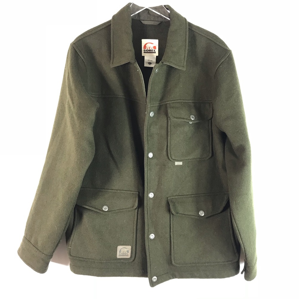 {SOREL} Men’s Dark Olive Green Wool Blend Coat